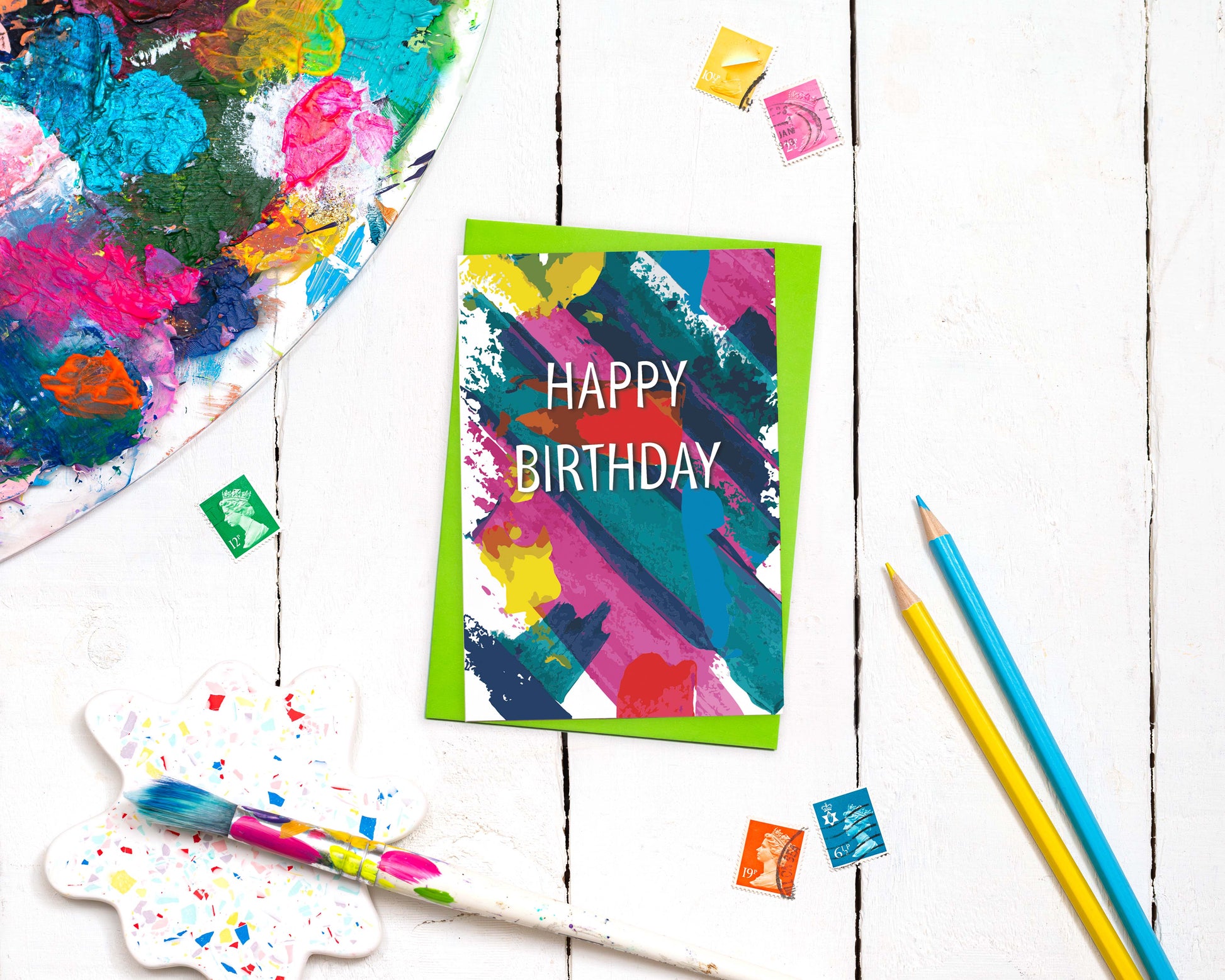 Happy Birthday Abstract Design Birthday Card -  from The Bookhouse Broughty Ferry- Just £2.95! Shop now
