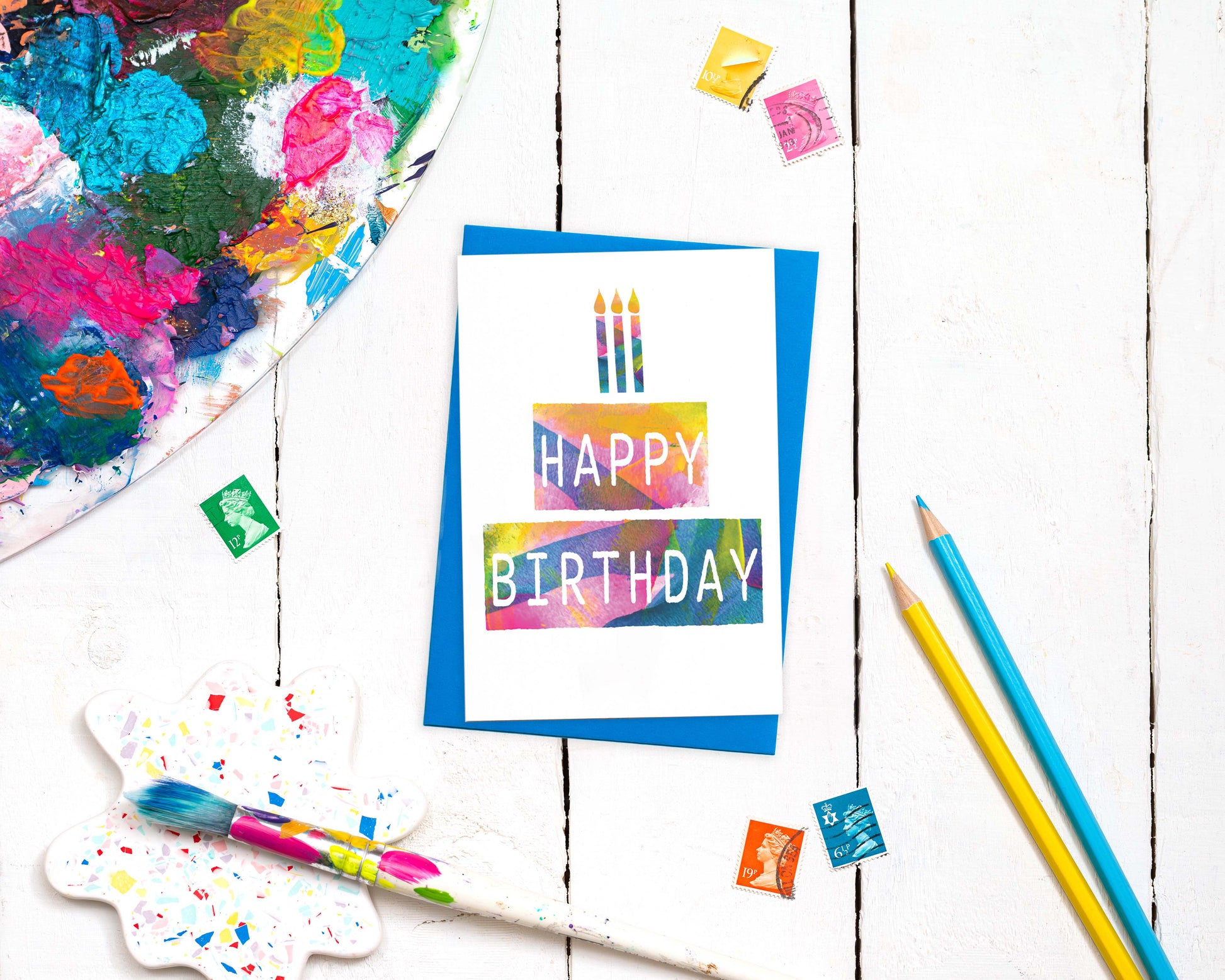 Happy Birthday Greeting Card - Abstract Cake Design -  from The Bookhouse Broughty Ferry- Just £2.95! Shop now