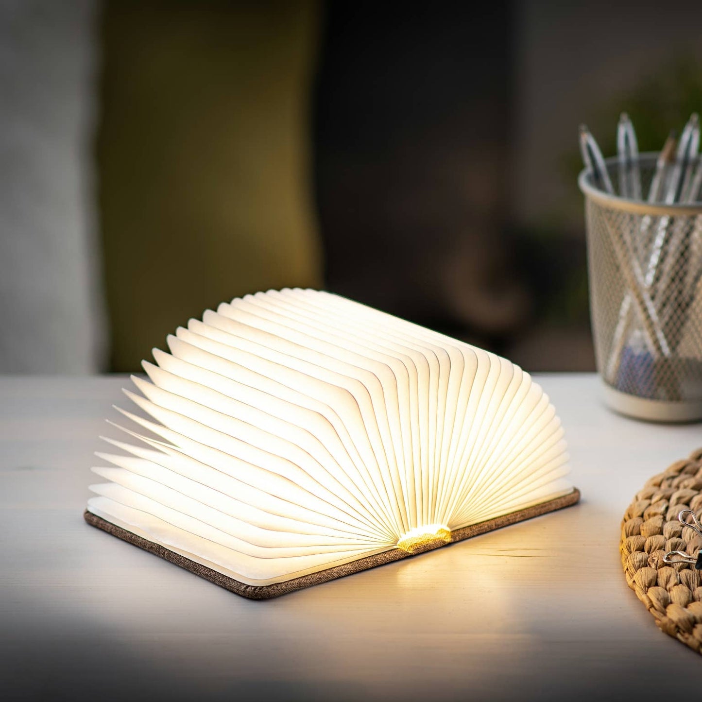Pink Linen Fabric Smart Book Light -  from The Bookhouse Broughty Ferry- Just £34.99! Shop now