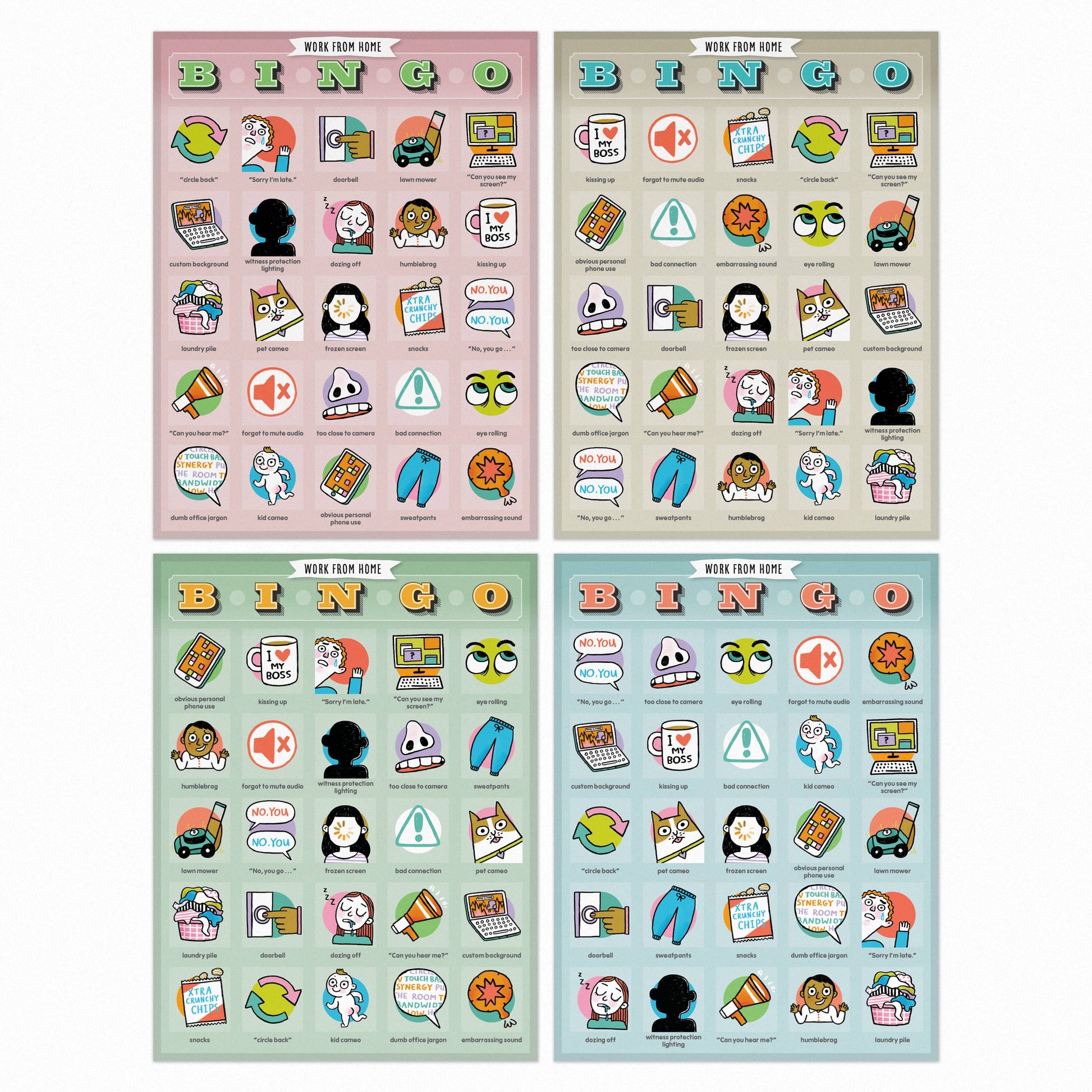 Knock Knock Work-from-Home Bingo, 12 Reusable Cards to Play -  from The Bookhouse Broughty Ferry- Just £8.95! Shop now