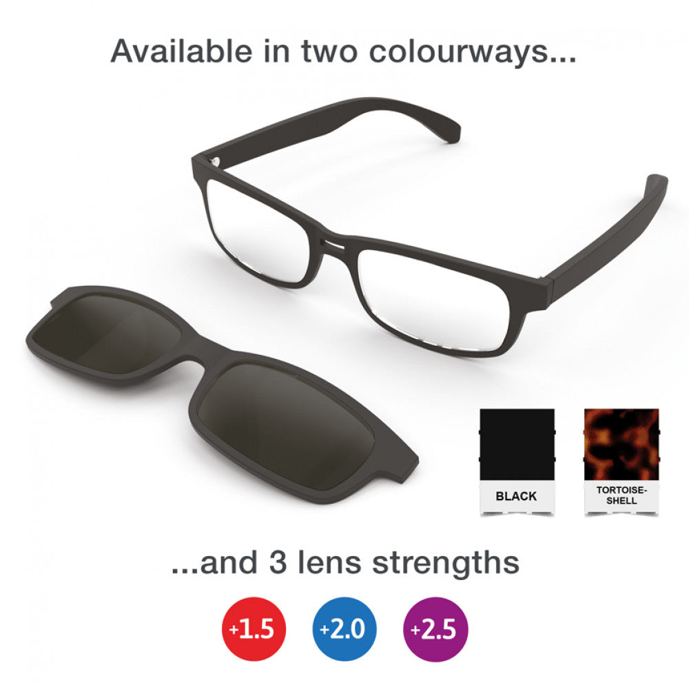 BLACK +2.0 - SUN READERS - Reading Glasses from The Bookhouse Broughty Ferry- Just £14.99! Shop now