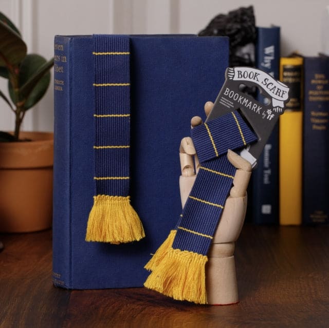 Book Scarf Bookmark - Navy & Yellow - Book from The Bookhouse Broughty Ferry- Just £8.40! Shop now