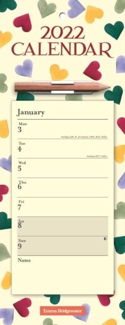 Emma Bridgewater Polka Hearts Week-to-View Magnetic Memo Slim Calendar 2022 - Book from The Bookhouse Broughty Ferry- Just £4.49! Shop now